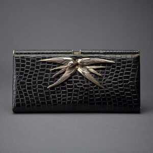 The Swift Clutch by Emerald Faerie. Recycled vintage handbags with solid bronze motif.