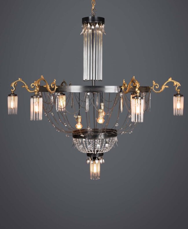 Ambrosia large round chandelier. Custom made from Recycled materials and vintage cutlery.
